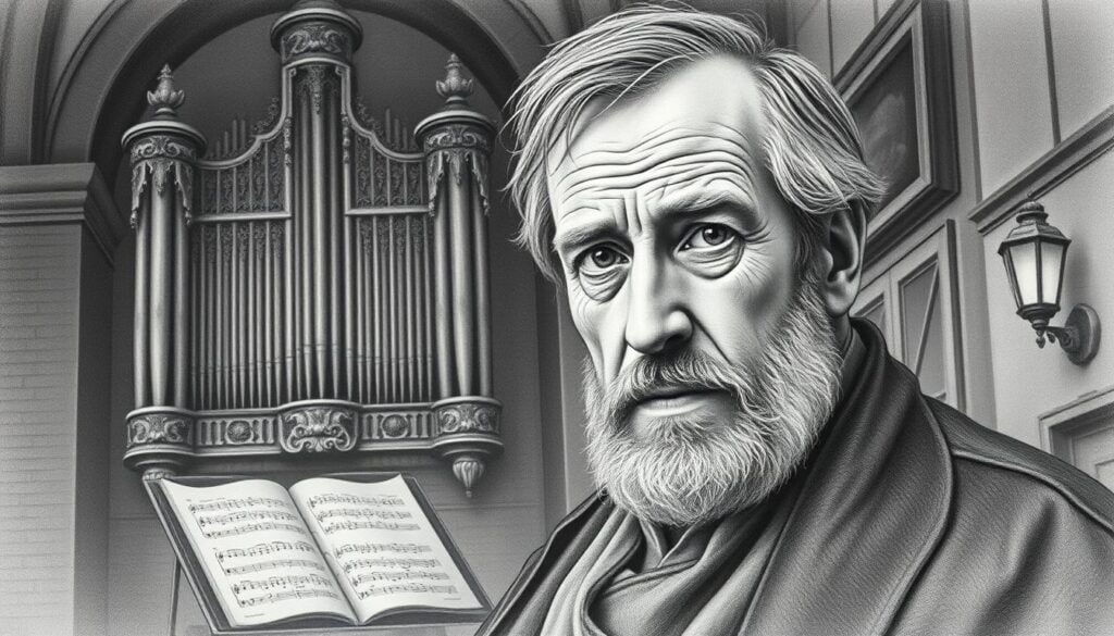 A meticulously rendered portrait of Paul Hofhaimer, the renowned Renaissance organist and composer, set against a moody, atmospheric backdrop. The foreground captures Hofhaimer's pensive expression, his weathered features illuminated by soft, directional lighting. In the middle ground, ornate pipe organs and musical scores hint at his virtuosic talents and profound influence on the musical history of Radstadt. The background evokes the historic ambiance of the Radstadt Altstadt, with muted tones and subtle, textural details evoking the medieval flair and cultural heritage of the region. The overall aesthetic is a harmonious blend of graphite shades punctuated by selective, muted color accents, conveying the weight and significance of Hofhaimer's legacy within the context of Radstadt's storied past.