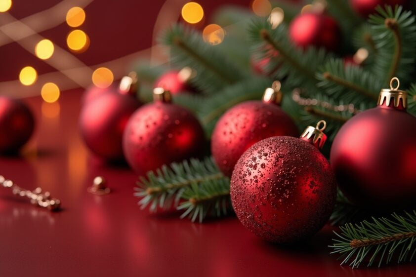 Christbaumkugeln rot-Titel