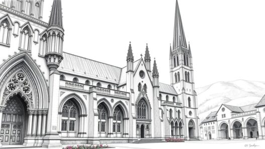 Historische Kirche in der Altstadt mit gotischer Architektur, spitze Türme und beeindruckende Fenster.