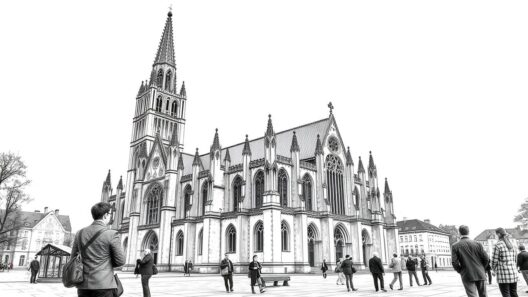 Schöne Altstadt mit gotischer Kirche, historische Architektur, Touristen, Sehenswürdigkeiten, Stadtrundgang.