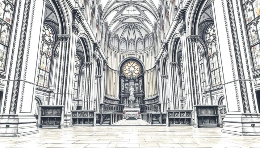 Innenraum der Altstadt-Kirche mit hohen Fenster, kunstvollen Verzierungen und beeindruckender Architektur.