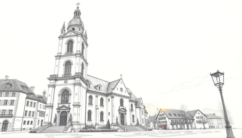 Historische Altstadt mit barocker Kirche, charmante Fachwerkhäuser und gemütliche Atmosphäre. Perfekt für Spaziergänge.