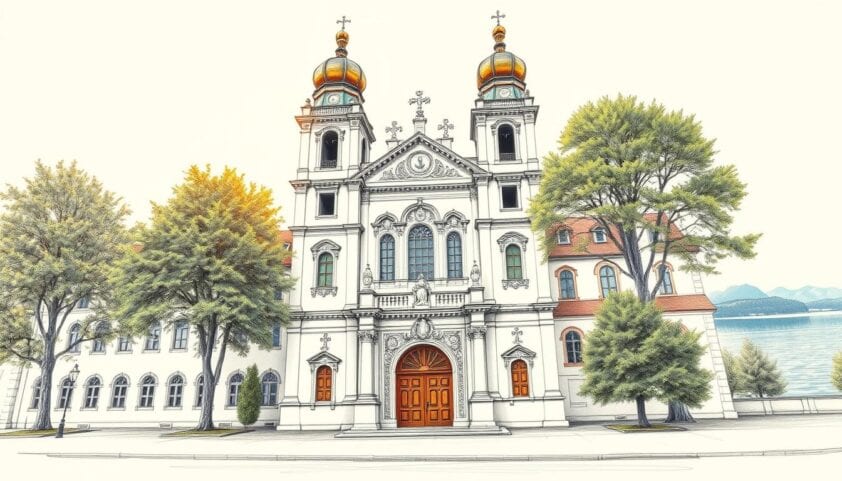 Stadtkirche im Barockstil mit imposanten Türmen und historischen Elementen an der Altstadtmeile.