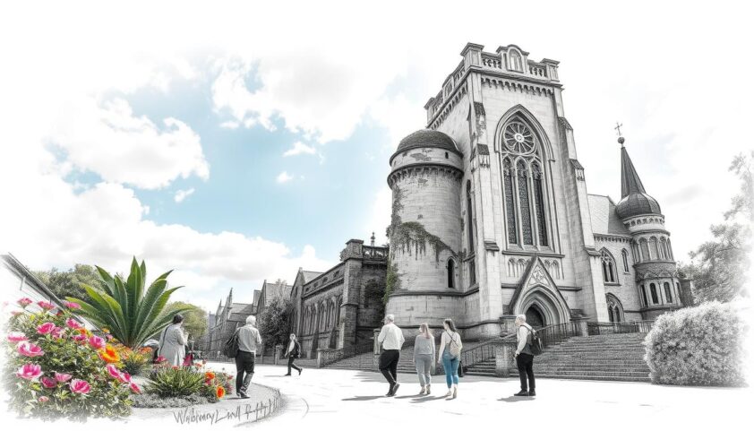 Historische Altstadt mit imposanter Kirche, Anziehungspunkt für Touristen und Einheimische.