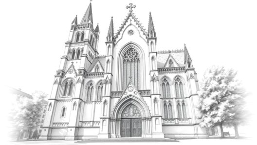 Historische Stadtansicht mit gotischer Kirche Altstadt Gebäude.