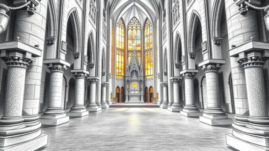 Innenraum der Altstadtkirche mit gotischer Architektur und farbigem Glasfenster.