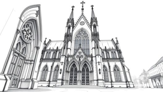 Historische Kirche in der Altstadt, gotische Architektur, Fenster und Kreuz, zentrale Lage.