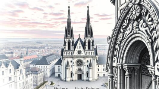 Altstadt mit Kirche, schöne Ansicht auf historische Altstadt mit gotischer Kirche im Zentrum.