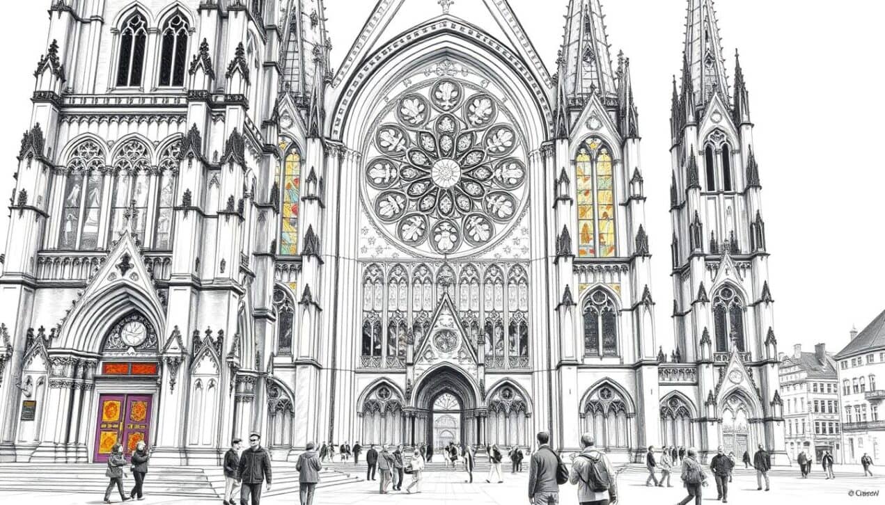 Historische Altstadt und ikonische Kirche, beeindruckende gotische Architektur, Sehenswürdigkeit, Touristenattraktion in Deutschland.