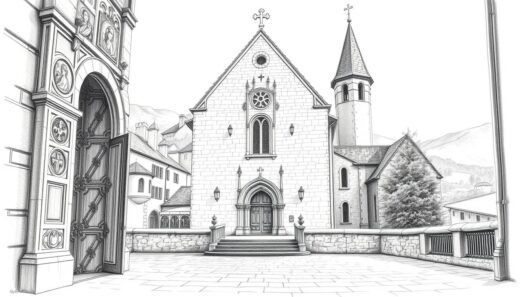 Altstadt mit Kirche: Historisches Stadtbild und Architektur der Altstadt mit romantischer Kirche.