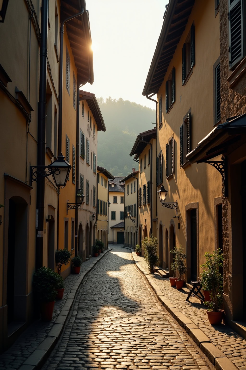 Altstadt mit charmanten historischen Gebäuden und Blick auf die Kirche, beliebtes Reiseziel für Kultur- und Architekturfreunde.