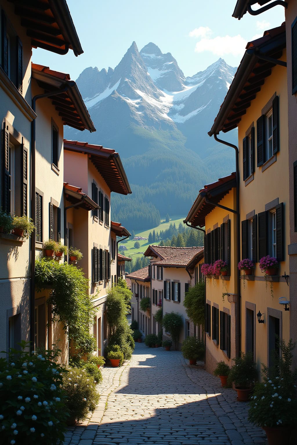Wundervolle Altstädte Bergpanorama