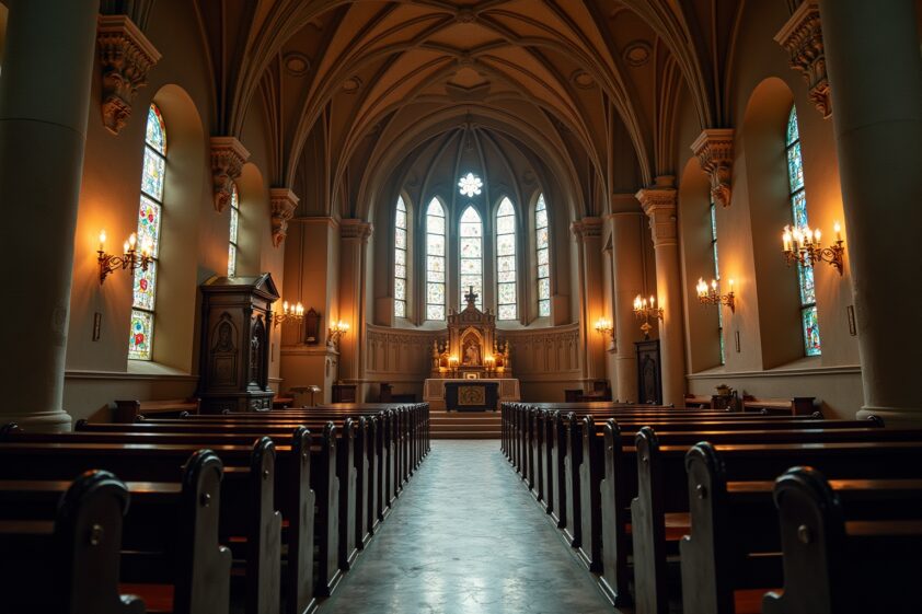 Altstadtkirche mit beeindruckender Architektur und bunten Glasfenstern in der Altstadt.