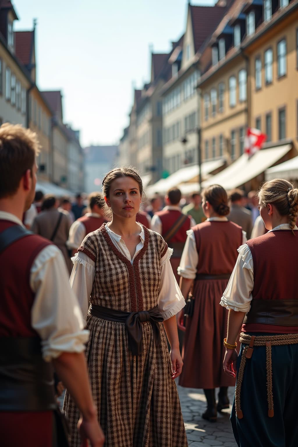 Historischer Stadtkern mit Kirche in der Altstadt, bei festlichen Umzügen.