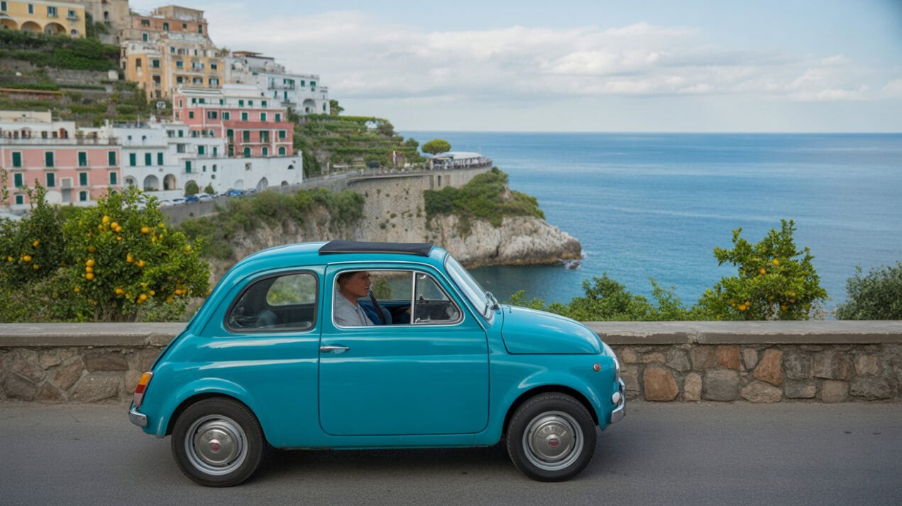 Altstadt, Kirche und Meer in Italien, typisch für schöne Küstenstädte.
